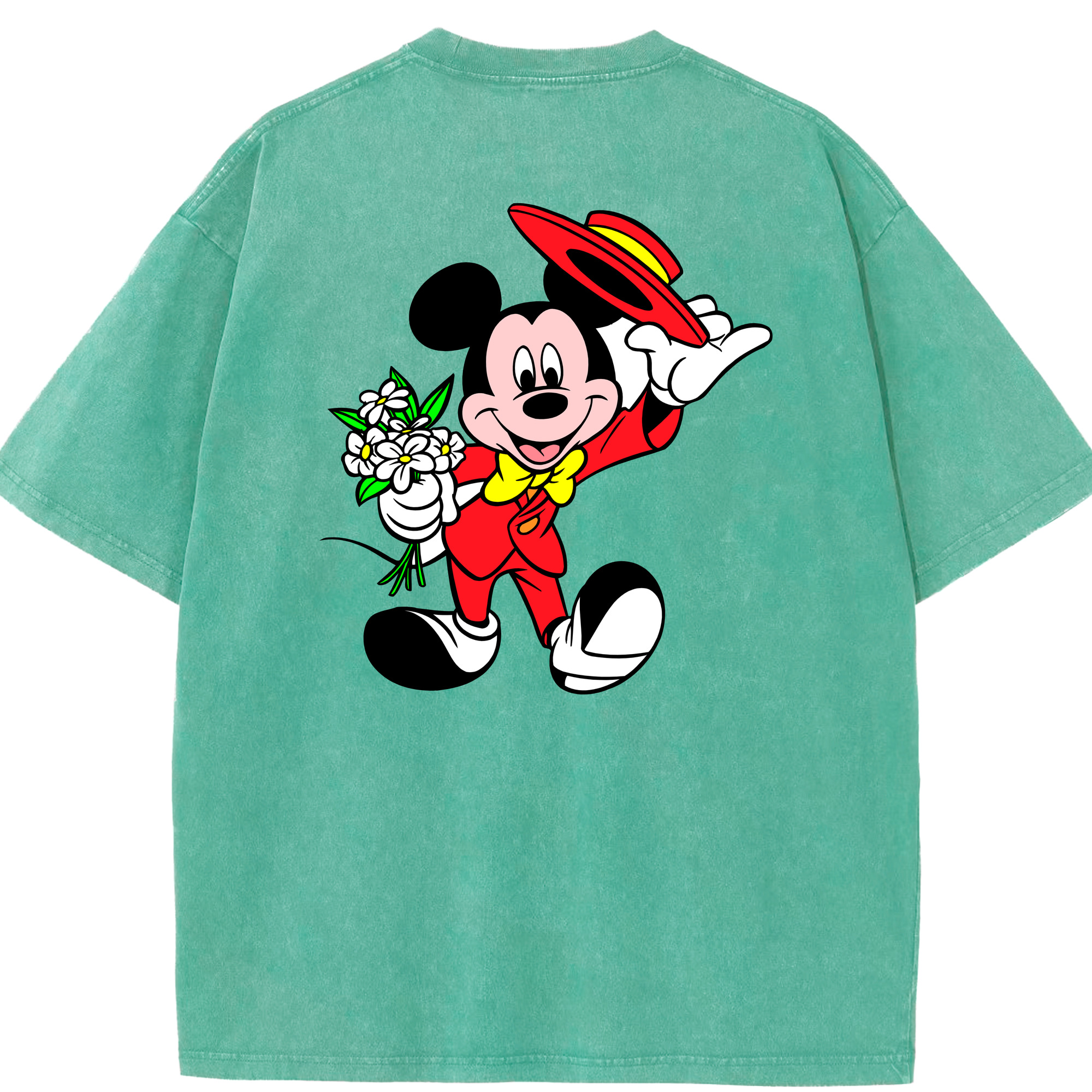 （画像用） ミッキーマウス Mickey Mouse 綿100% ヴィンテージ風 半袖Tシャツ（背面プリント）